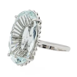 Bague Cocktail Or blanc Aigue-marine