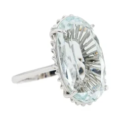 Bague Cocktail Or blanc Aigue-marine