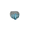 Bague cocktail or blanc et aigue-marines