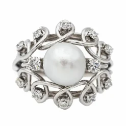 Bague Cocktail Or blanc Perle