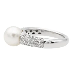 Bague Cocktail Or blanc Perle