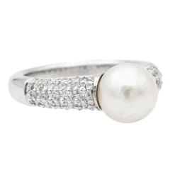 Bague Cocktail Or blanc Perle