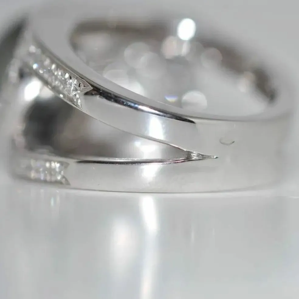 Bague cocktail Or blanc Perle Diamants