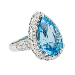Bague Cocktail Or blanc Topaze