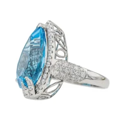 Bague Cocktail Or blanc Topaze