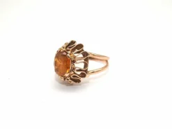 Bague cocktail or jaune 750 mil et citrine