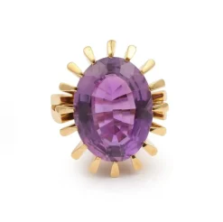 Bague Cocktail or jaune améthyste 14 Carats