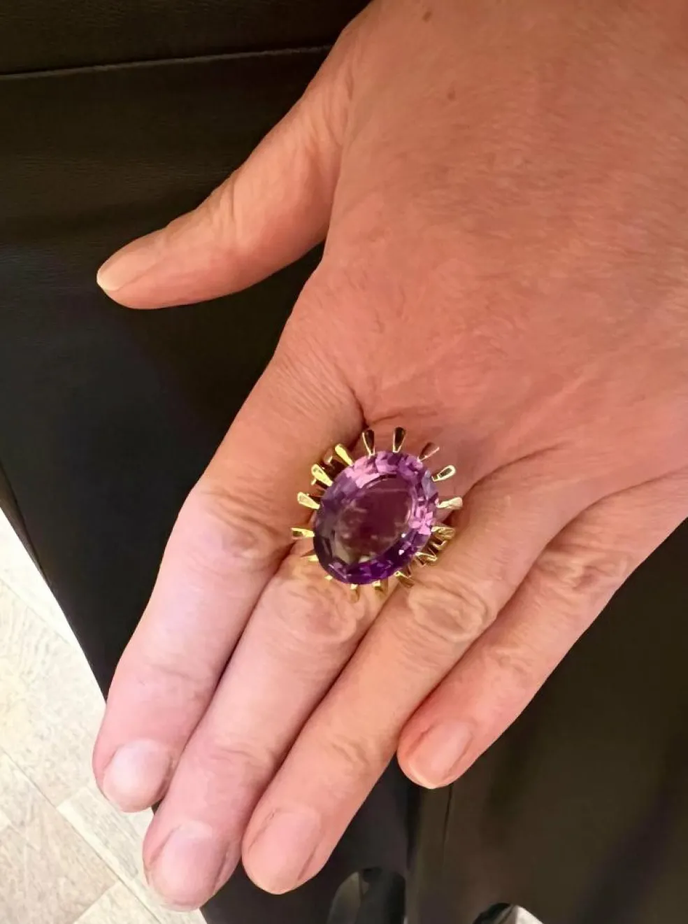 Bague Cocktail or jaune améthyste 14 Carats