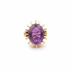Bague Cocktail or jaune améthyste 14 Carats