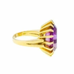 Bague Cocktail or jaune améthyste 14 Carats