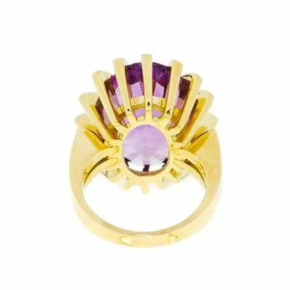 Bague Cocktail or jaune améthyste 14 Carats