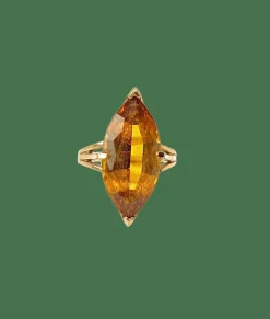 Bague cocktail or jaune citrine