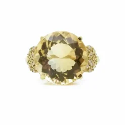 Bague cocktail Or jaune Citrine Diamants