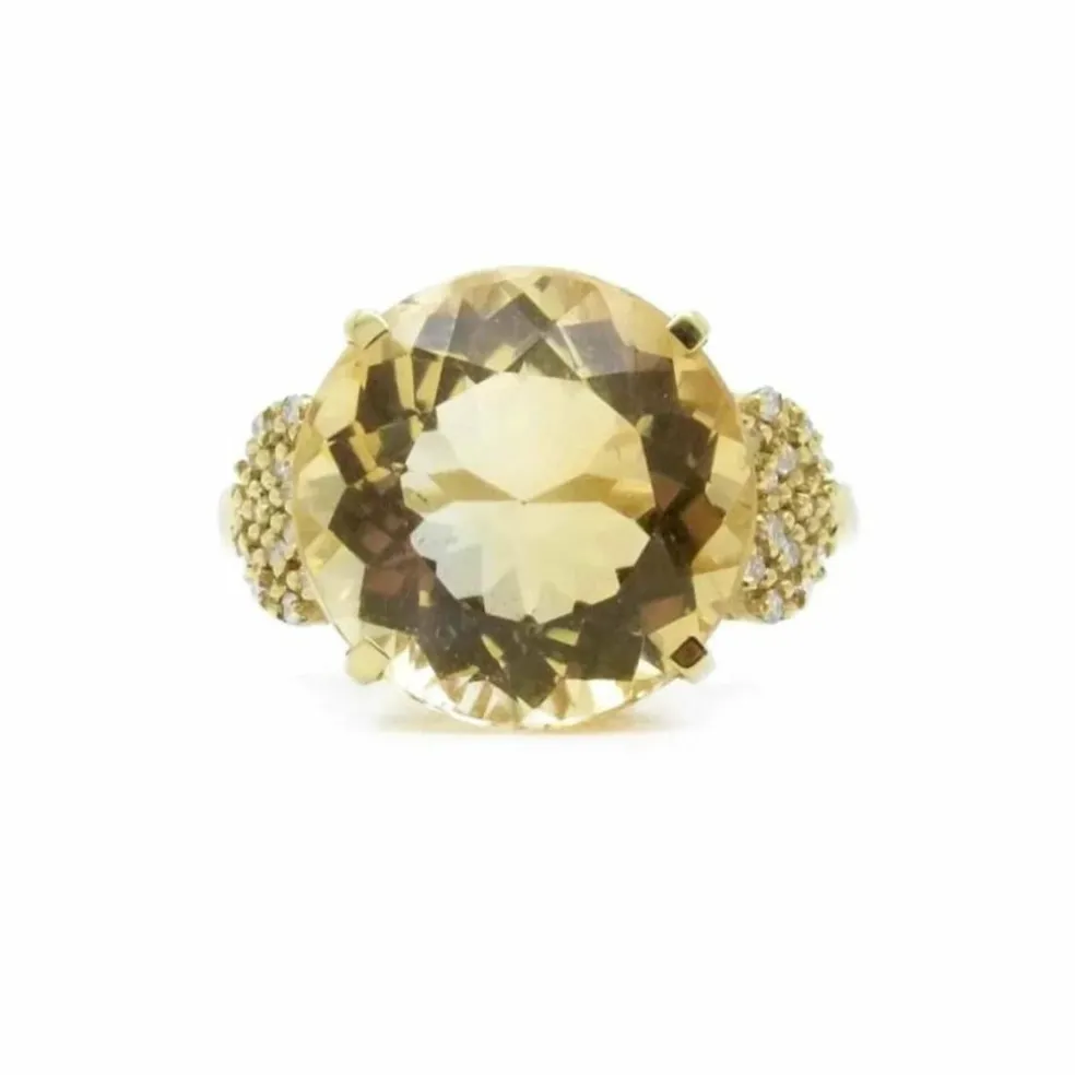 Bague cocktail Or jaune Citrine Diamants