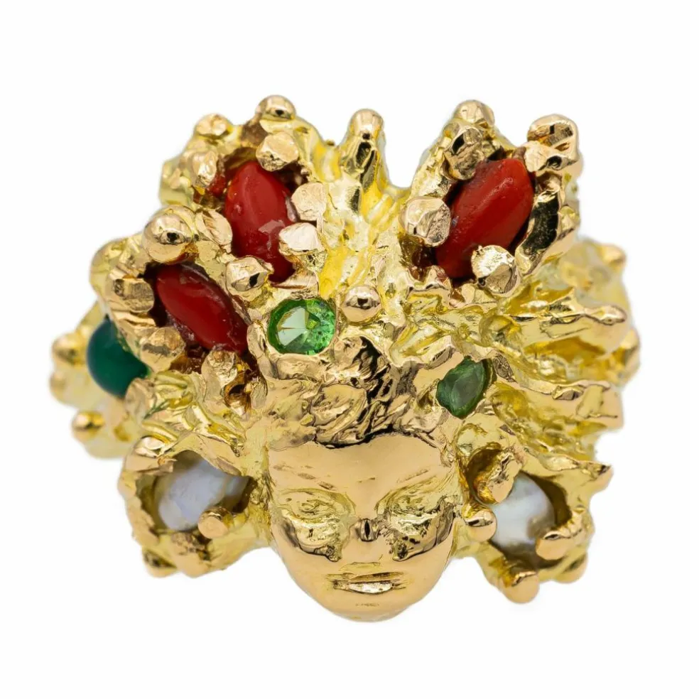 Bague Cocktail Or jaune Corail