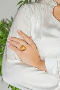 Bague Cocktail Or jaune Citrine