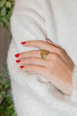 Bague Cocktail Or jaune Corail