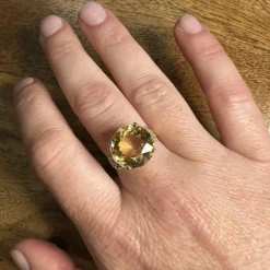 Bague cocktail Or jaune Citrine Diamants