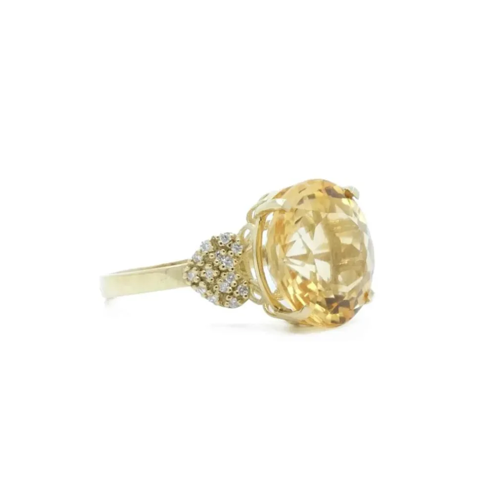 Bague cocktail Or jaune Citrine Diamants
