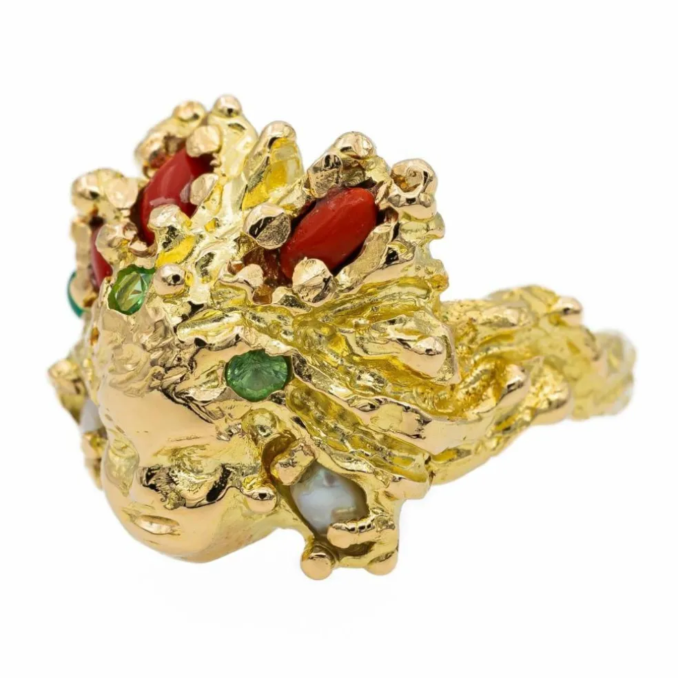 Bague Cocktail Or jaune Corail