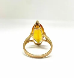 Bague cocktail or jaune citrine