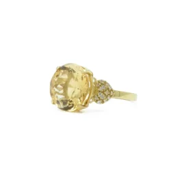 Bague cocktail Or jaune Citrine Diamants