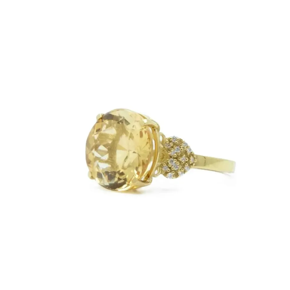 Bague cocktail Or jaune Citrine Diamants