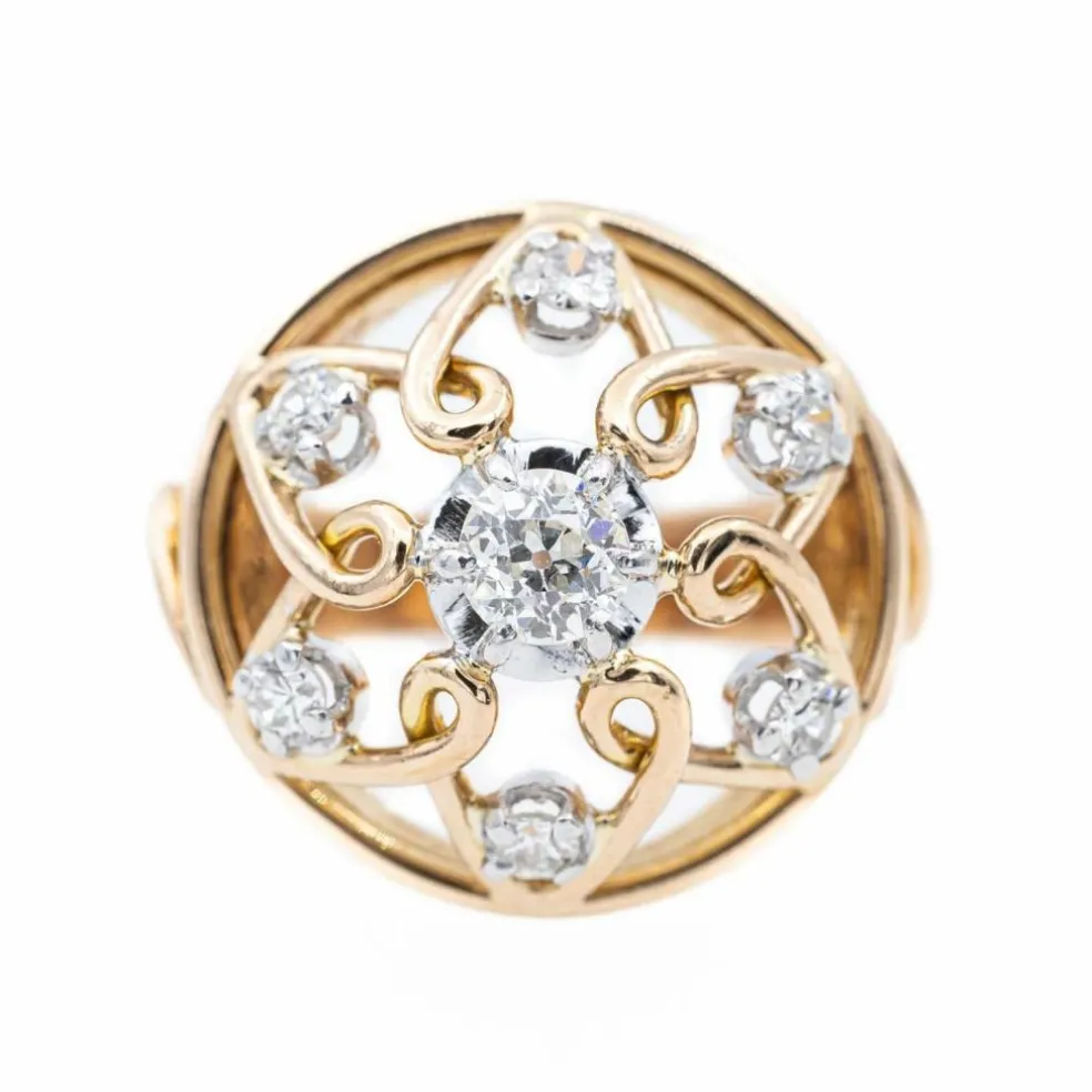 Bague Cocktail Or jaune Diamant
