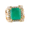 Bague Cocktail Or Jaune Emeraude & Diamants