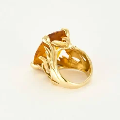 Bague Cocktail or jaune et citrine