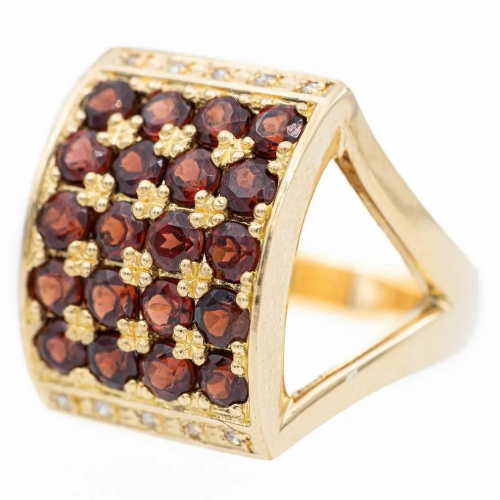 Bague Cocktail Or jaune Grenat