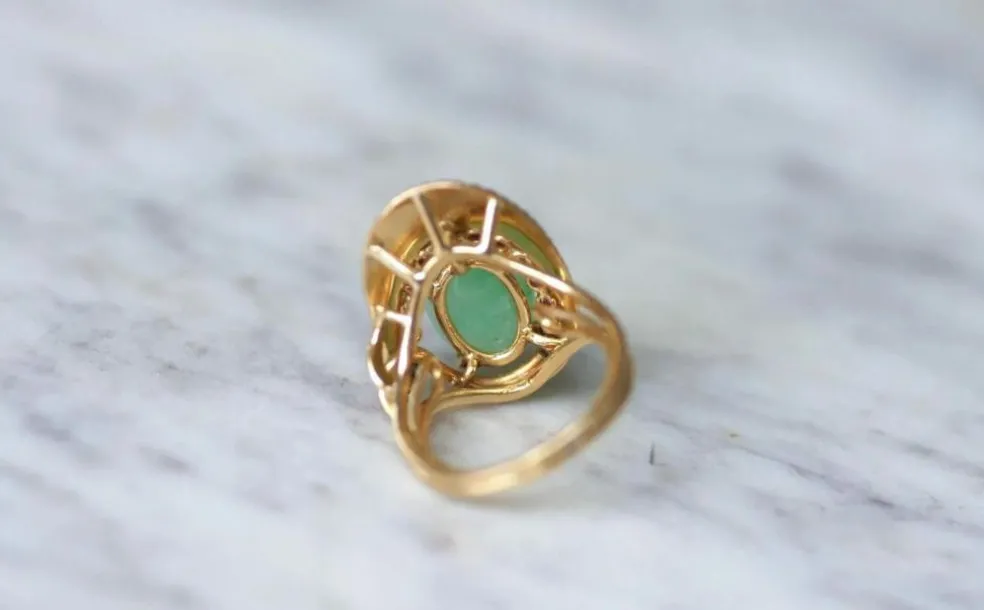 Bague Cocktail or jaune jade rubis