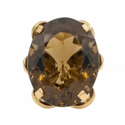 Bague Cocktail Or jaune Quartz fumé