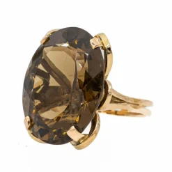 Bague Cocktail Or jaune Quartz fumé
