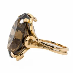 Bague Cocktail Or jaune Quartz fumé