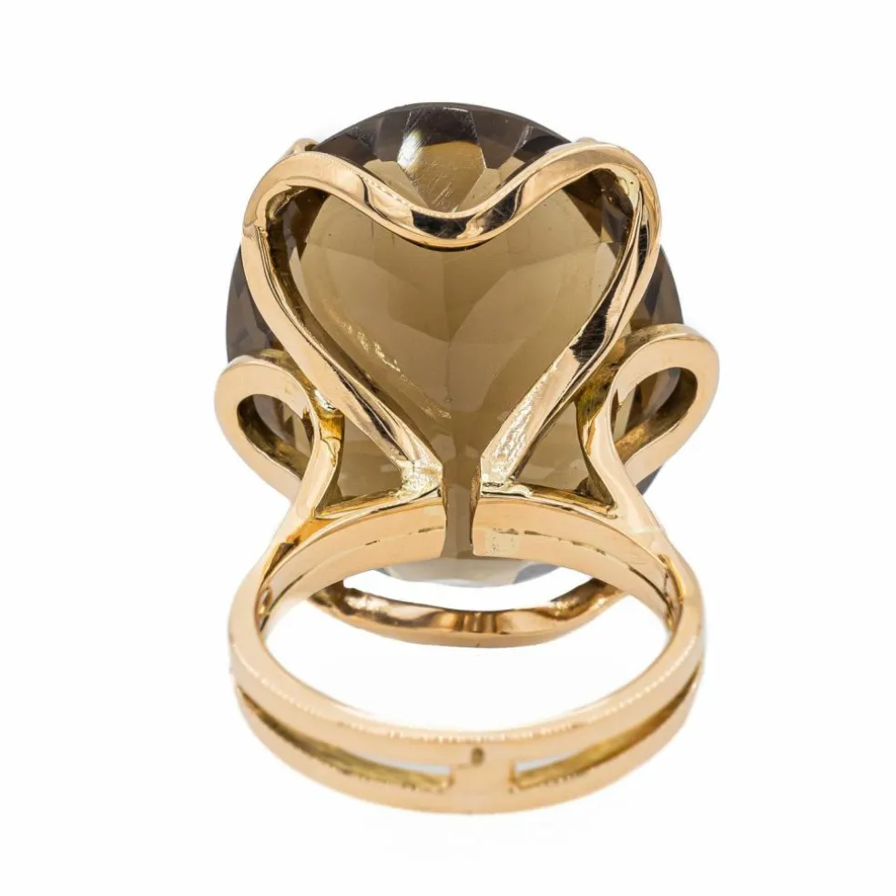 Bague Cocktail Or jaune Quartz fumé