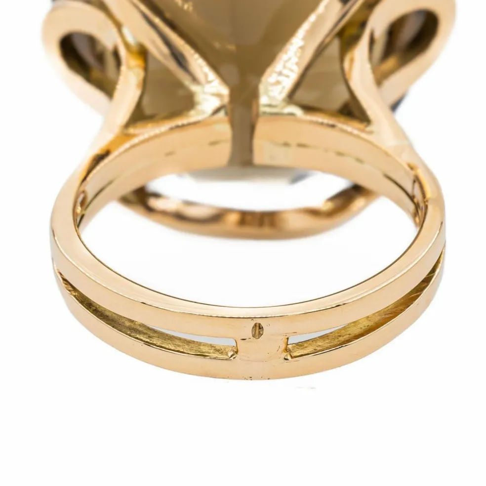 Bague Cocktail Or jaune Quartz fumé