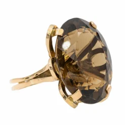 Bague Cocktail Or jaune Quartz fumé