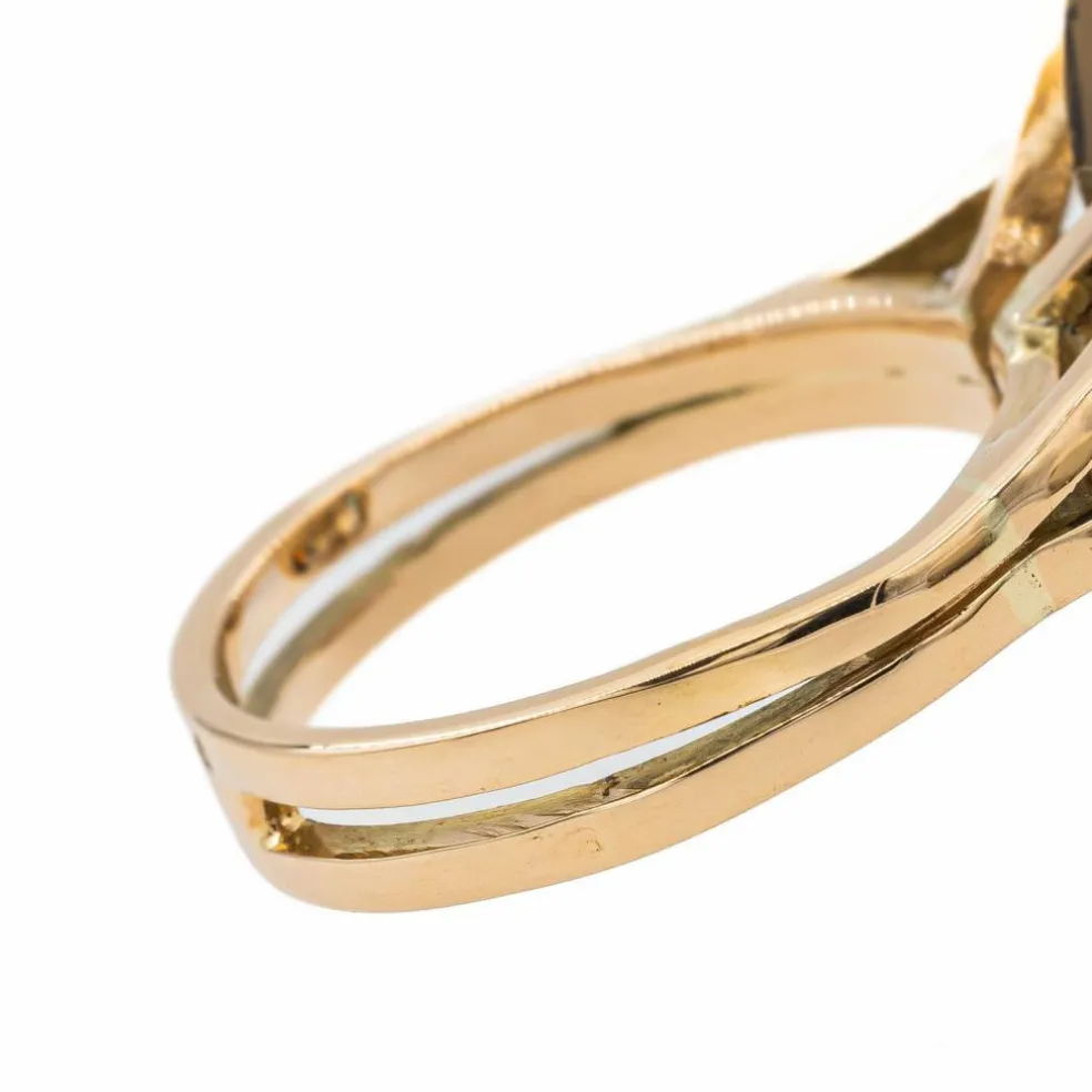 Bague Cocktail Or jaune Quartz fumé