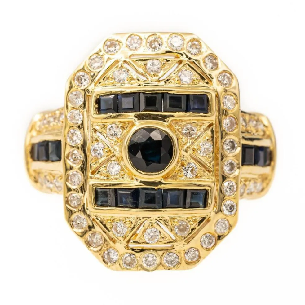 Bague Cocktail Or jaune Saphir