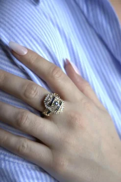 Bague Cocktail Or jaune Saphir