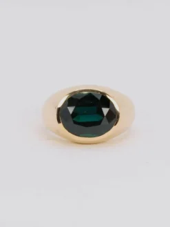 Bague cocktail or jaune saphir ovale