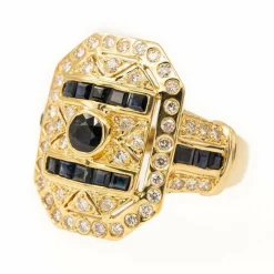 Bague Cocktail Or jaune Saphir