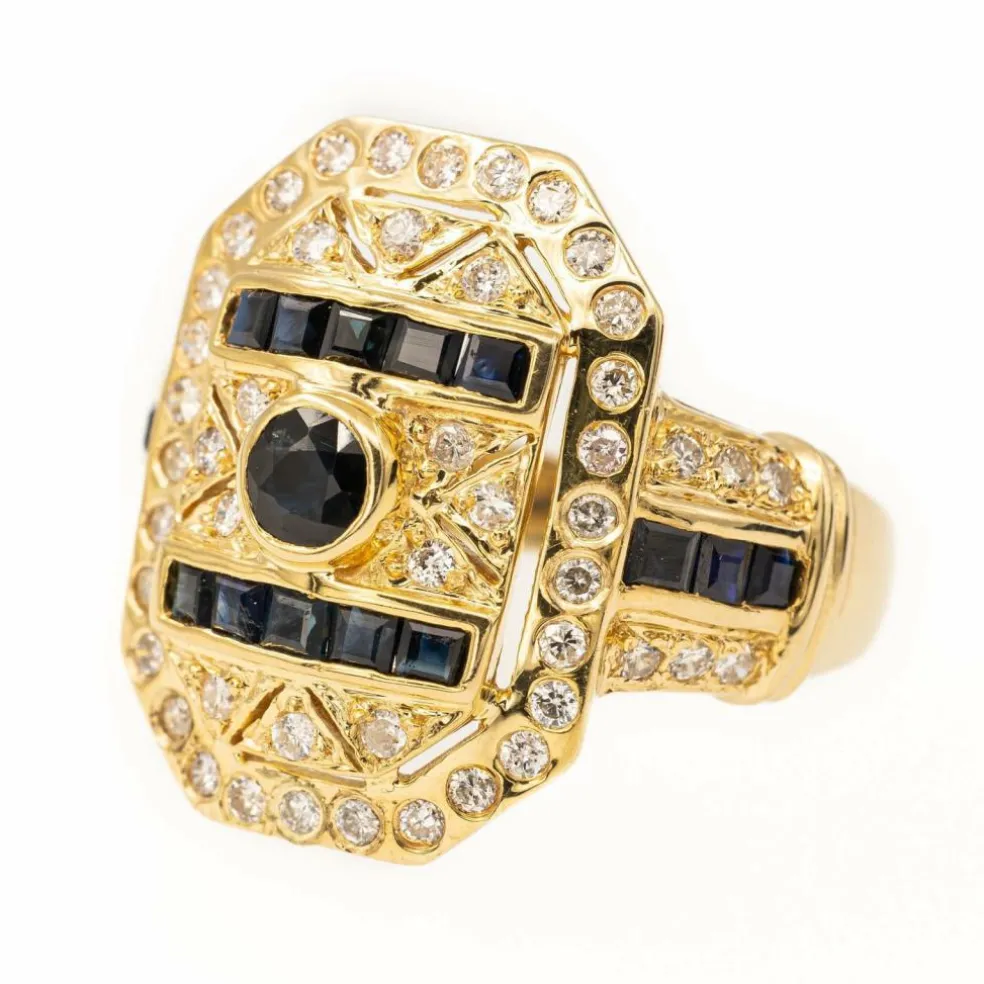Bague Cocktail Or jaune Saphir