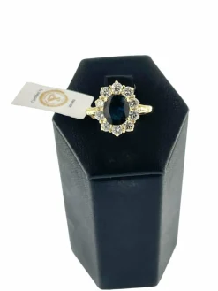 Bague cocktail or jaune saphir et diamants certificat IGI