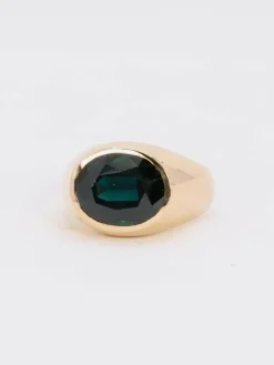 Bague cocktail or jaune saphir ovale