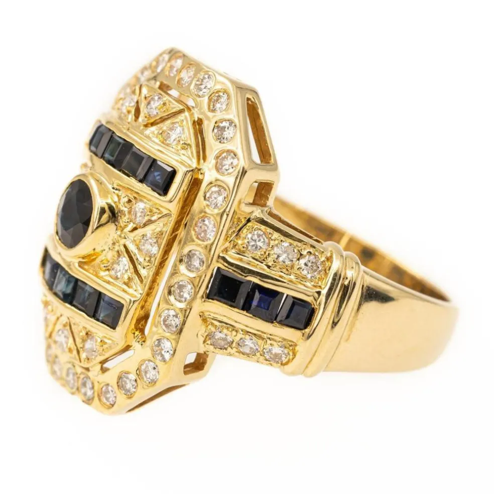 Bague Cocktail Or jaune Saphir