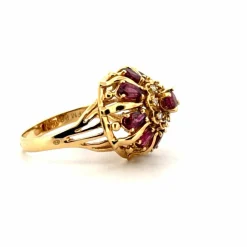 Bague Cocktail Or Jaune Spinelle & Diamants