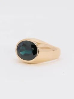 Bague cocktail or jaune saphir ovale