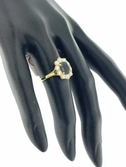 Bague cocktail or jaune saphir et diamants certificat IGI